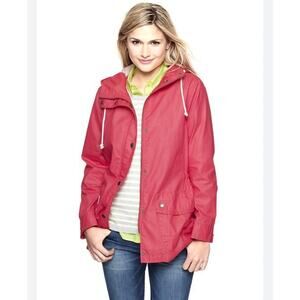 GAP Fisherman Jacket Wax Canvas Cotton Coral Blaze Pink Size XS Hood Utility
